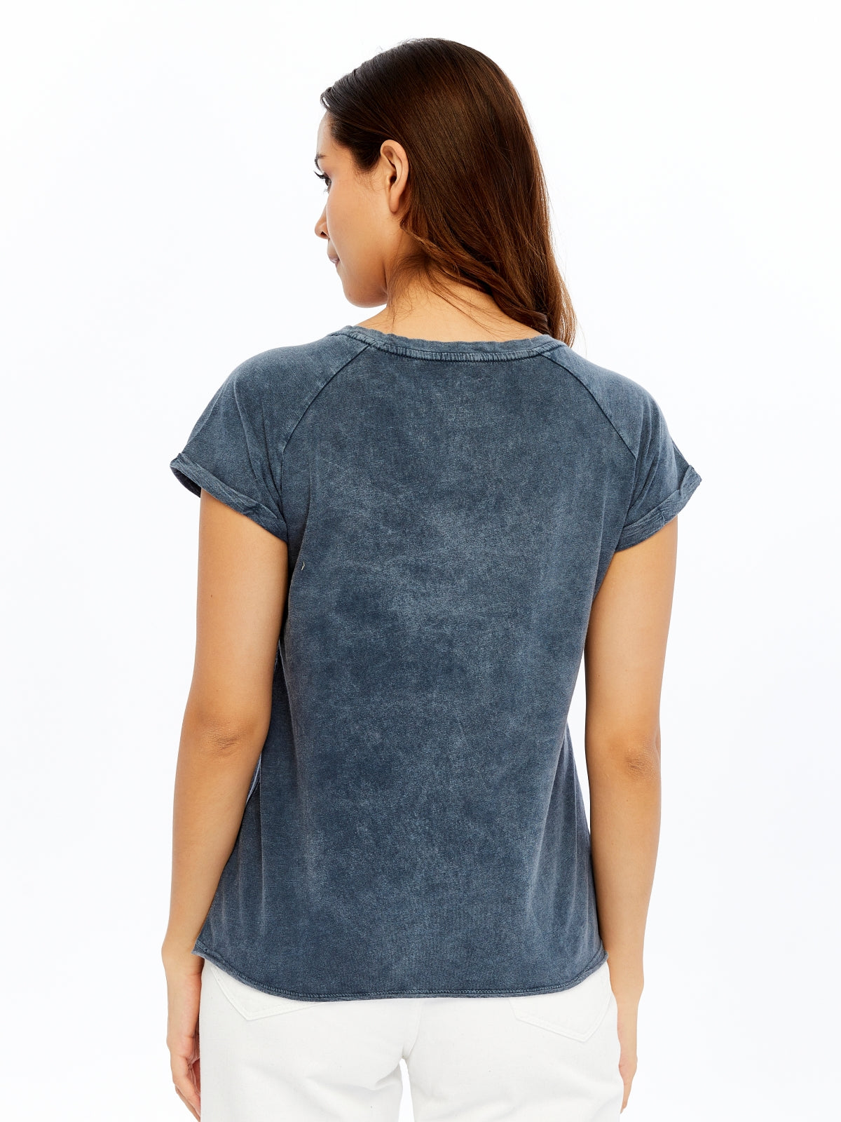 Acid Washed Art Flag Souvenir Cotton Women T-shirt