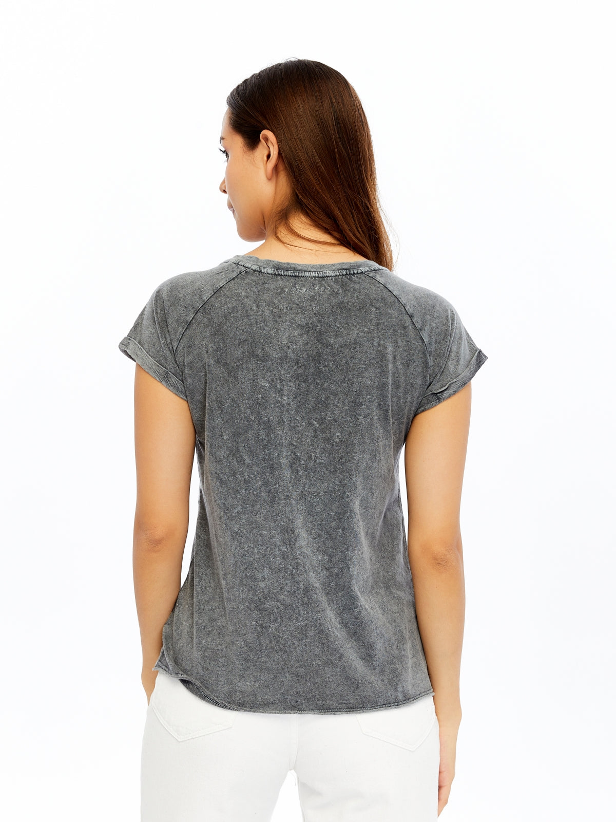 Stone Washed Jelly Fish Mushroom  Cotton Women T-shirt
