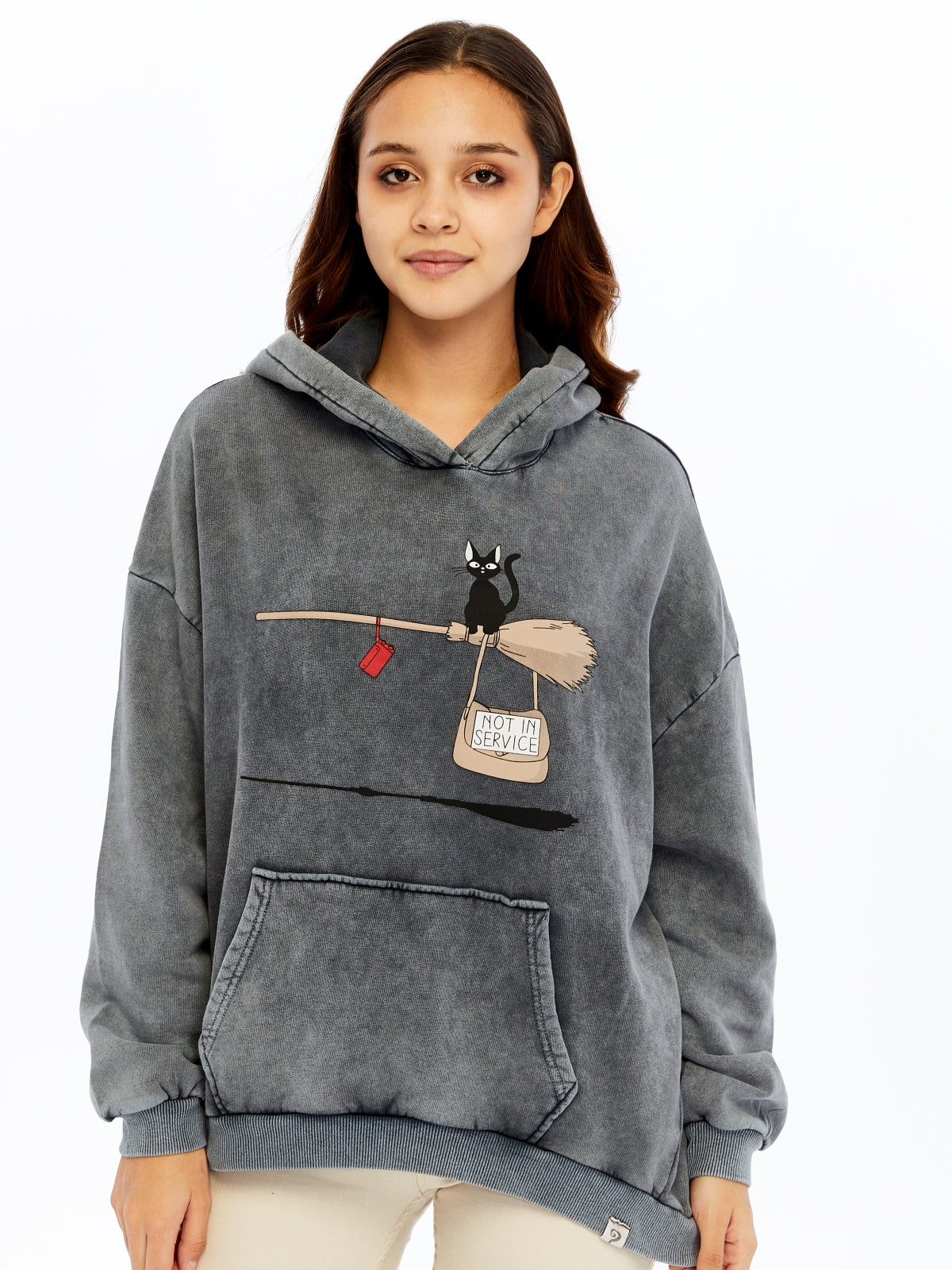 Not In Service !  Printed  Acid Washed Women Cotton Hoodie