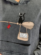 Not In Service !  Printed  Acid Washed Women Cotton Hoodie