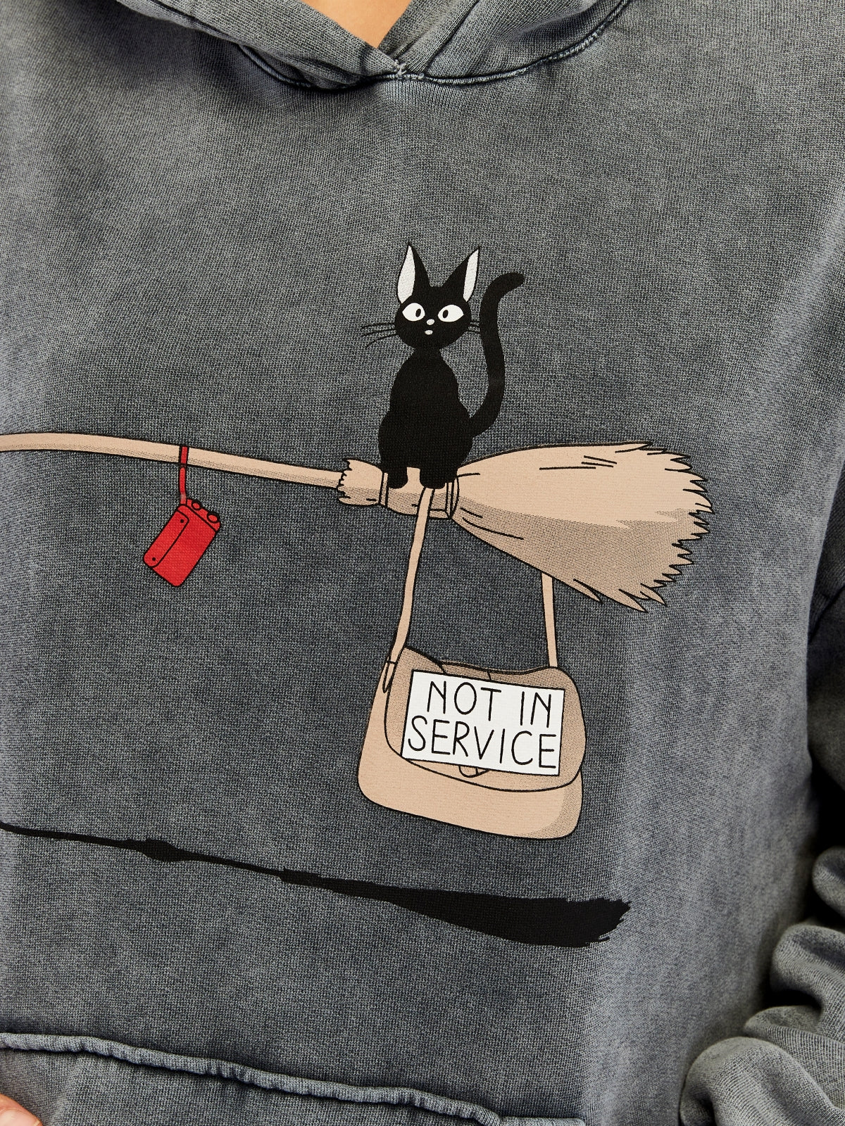 Not In Service !  Printed  Acid Washed Women Cotton Hoodie
