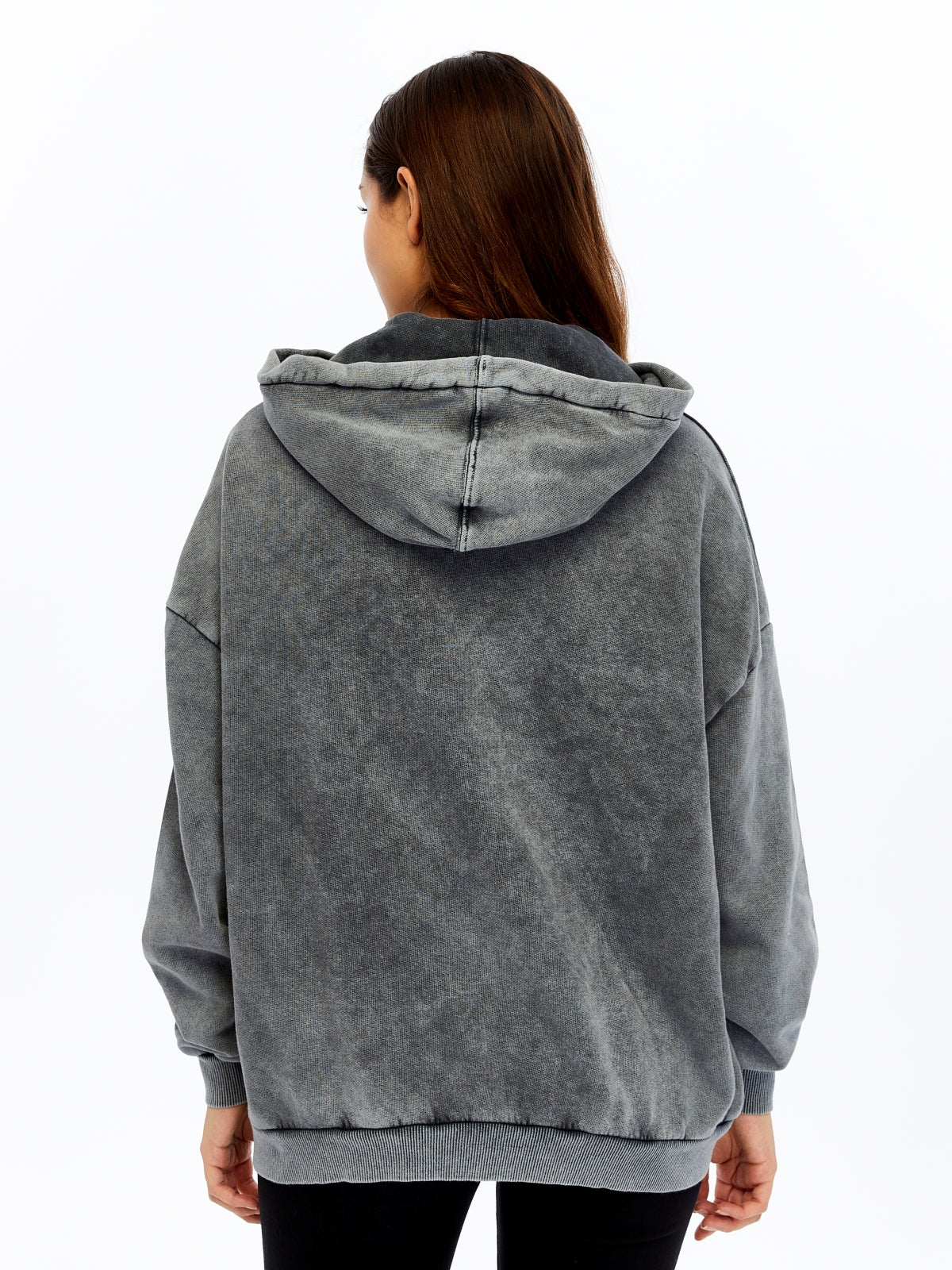 What ?? Cute Funny Cat  Printed  Acid Washed Women Cotton Hoodie