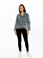 ACID WASHED JEANS STYLE DETAILED WOMEN JACKET