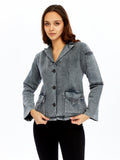 ACID WASHED JEANS STYLE DETAILED WOMEN JACKET