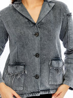 ACID WASHED JEANS STYLE DETAILED WOMEN JACKET