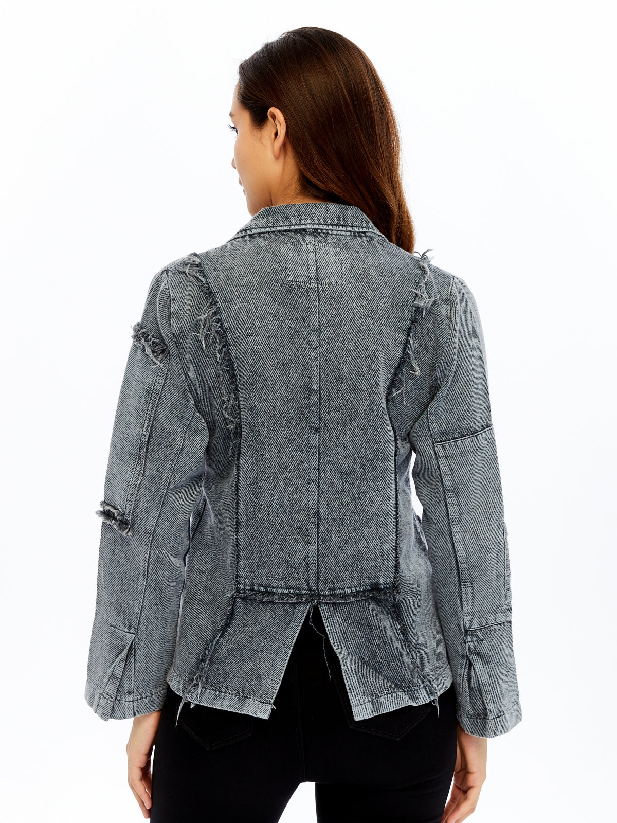 ACID WASHED JEANS STYLE DETAILED WOMEN JACKET