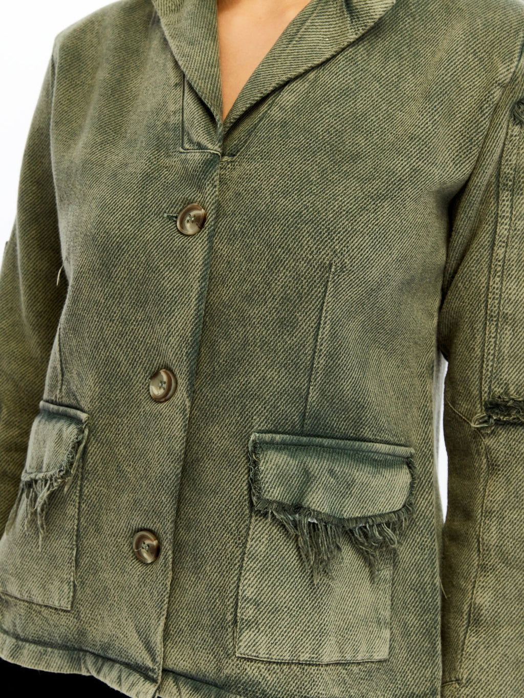 ACID WASHED JEANS STYLE DETAILED WOMEN JACKET