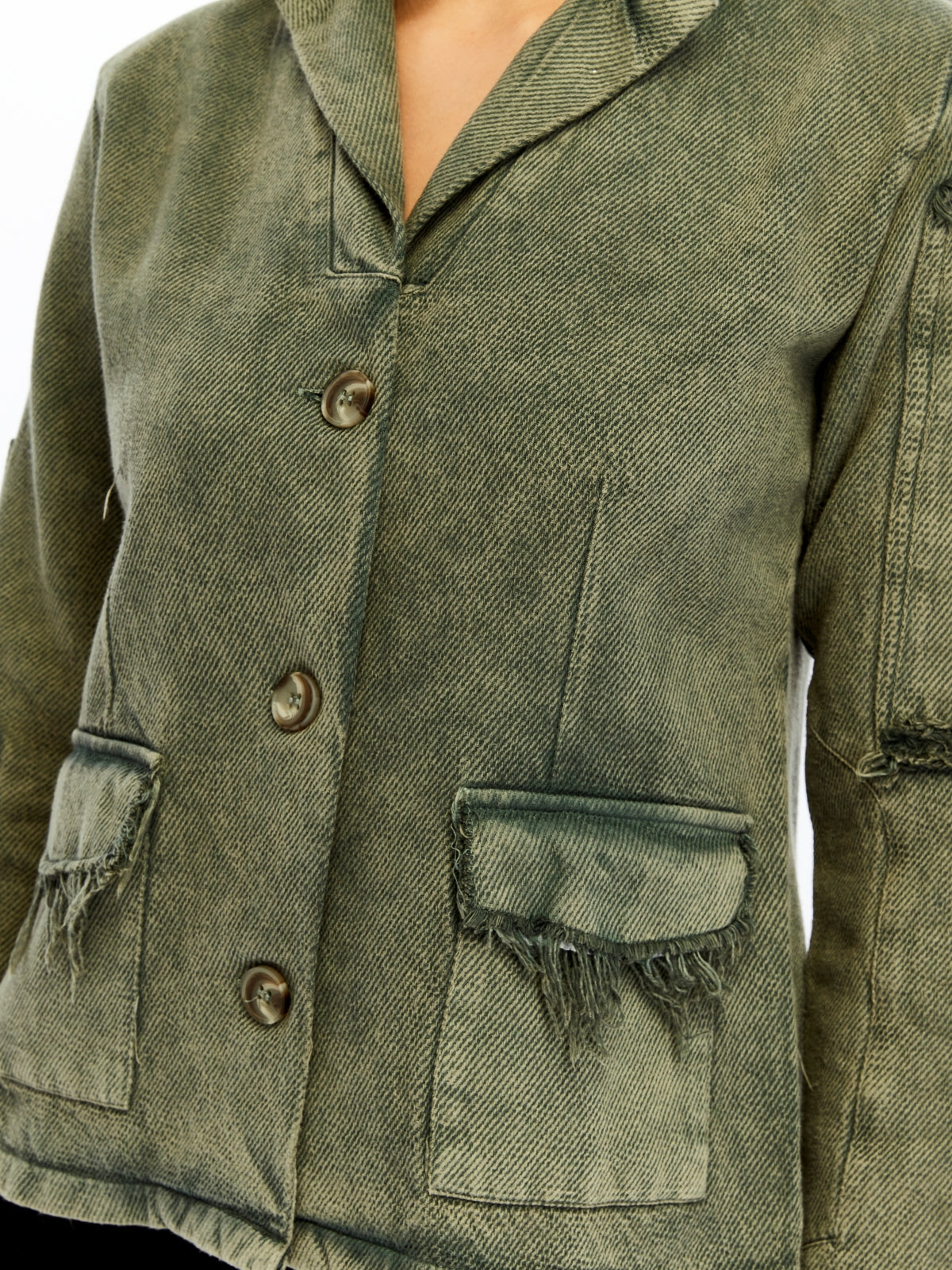 ACID WASHED JEANS STYLE DETAILED WOMEN JACKET