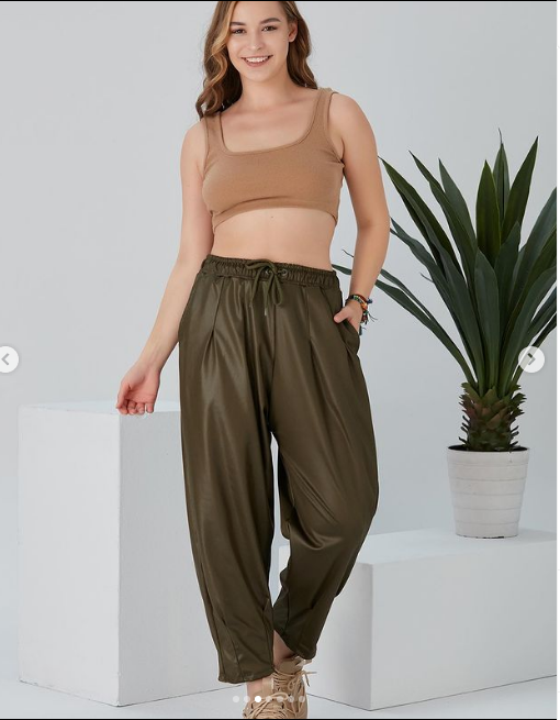 Satin Drawstrings Cropped  Cotton Women Jogger