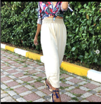 ELASTANE WAIST TAPERED LEG COTTON  TROUSER