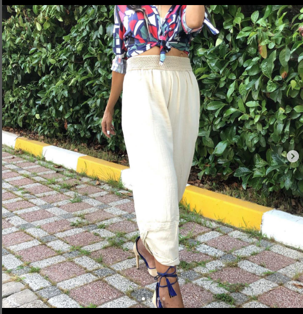 ELASTANE WAIST TAPERED LEG COTTON  TROUSER