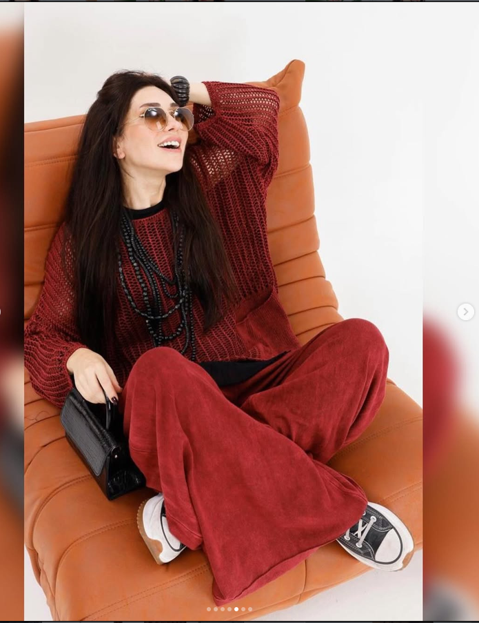 Fish Net Two Pockets  Cotton Knitted Pull over Women Jumper