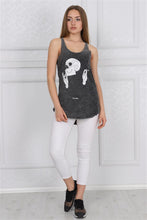 Load image into Gallery viewer, Anthracite Stone Washed I&#39;m Fine Skull Printed Cotton Women Vest

