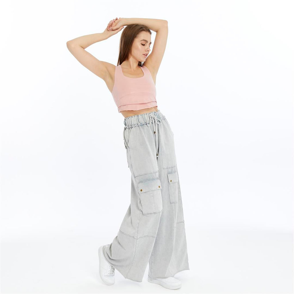Detailed Straight Flare Leg with pockets   Women Stone Washed Cotton Trouse