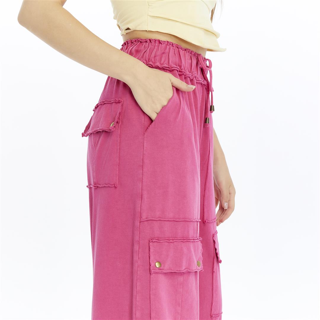 Detailed Straight Flare Leg with pockets   Women Stone Washed Cotton Trouse