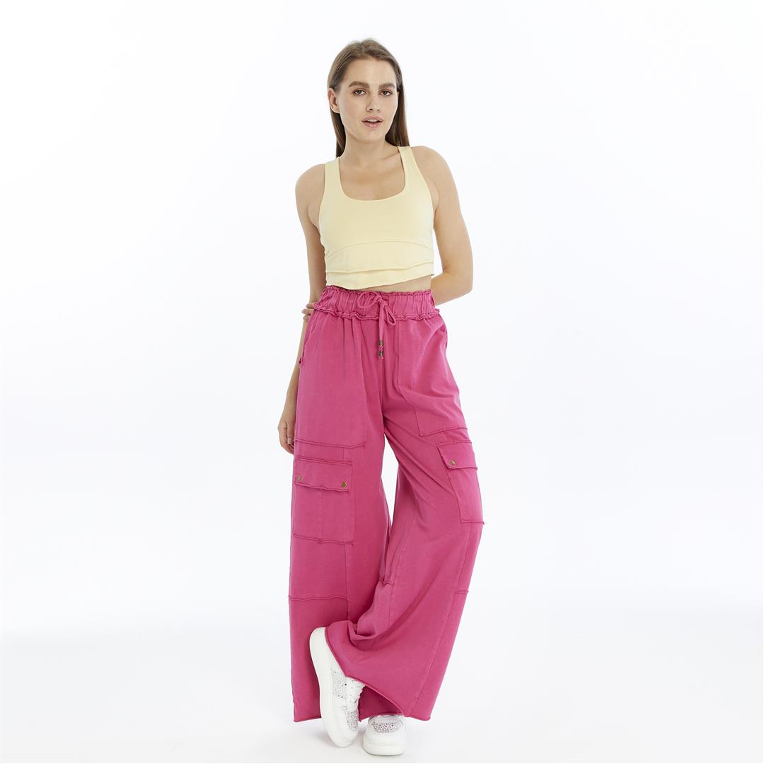 Detailed Straight Flare Leg with pockets   Women Stone Washed Cotton Trouse