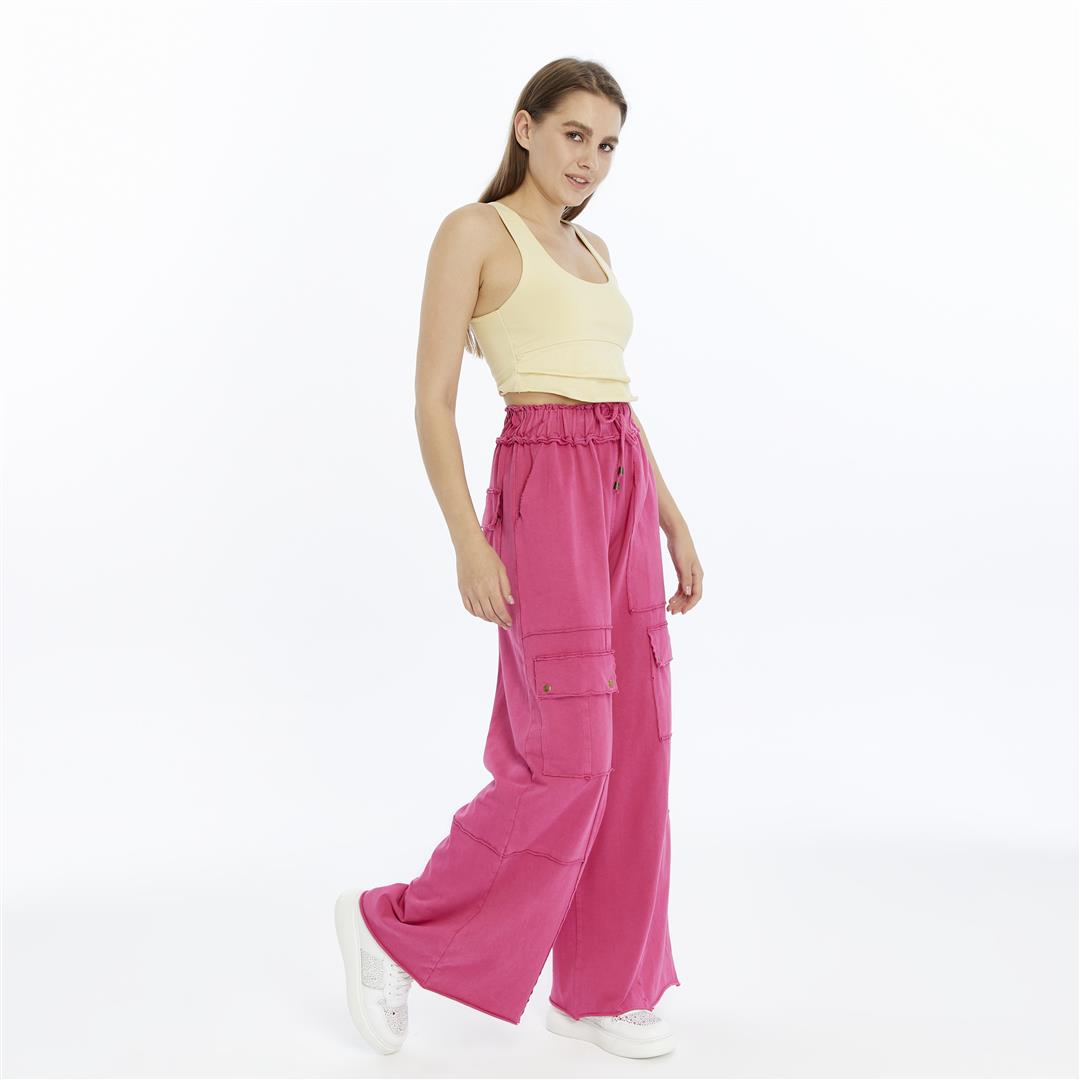 Detailed Straight Flare Leg with pockets   Women Stone Washed Cotton Trouse