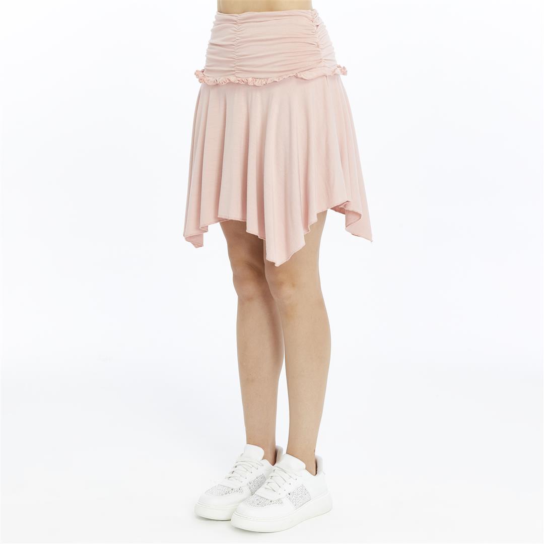 Lace Asymmetrical with Jagged Edge  Stone Washed  Skirt