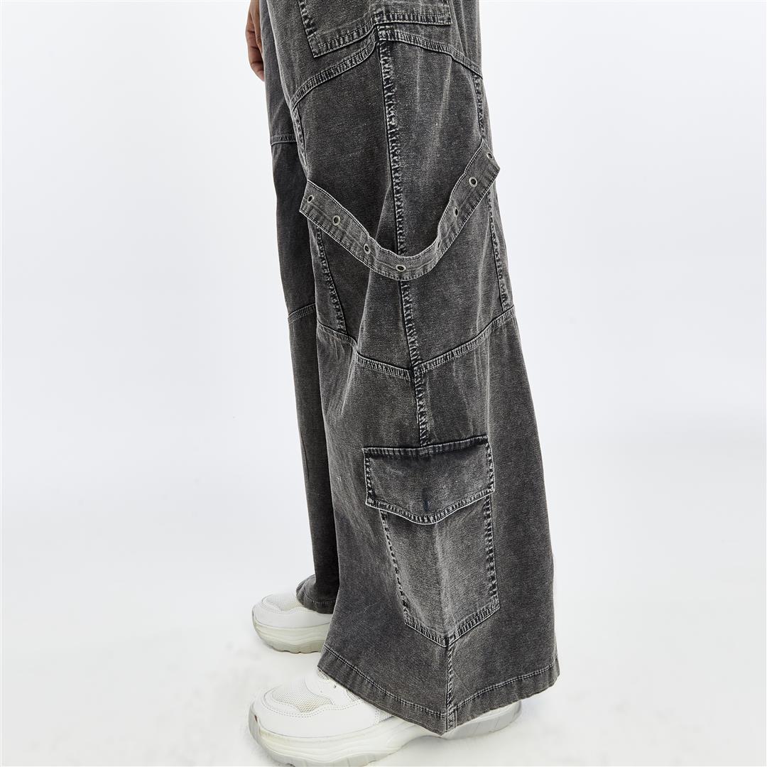 High Waist Flare Legs   Women Stone Washed Cotton Trouser
