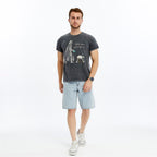 Stone Washed TAKING A WALK ON DARK SIDE  Printed Cotton  T-shirt
