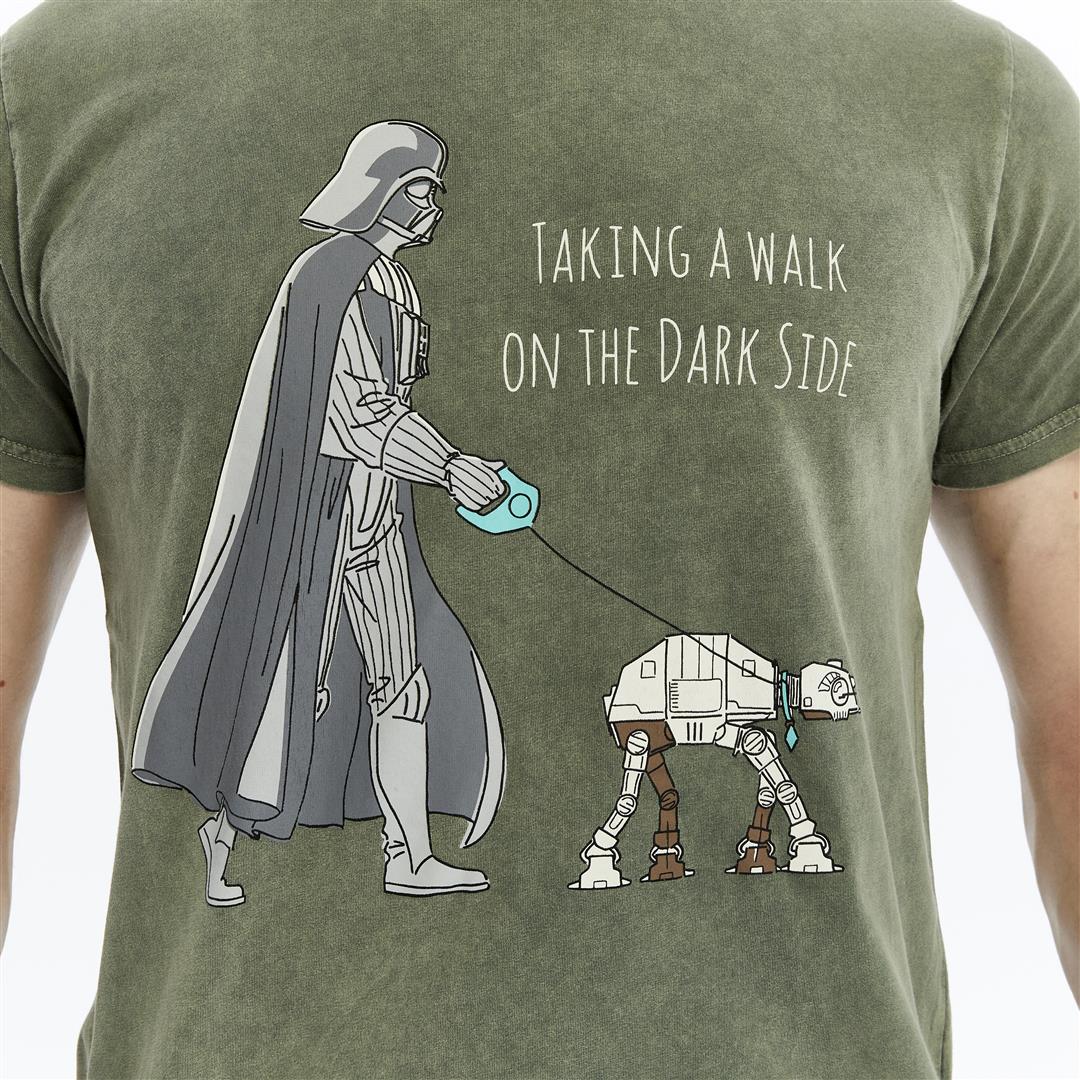 Stone Washed TAKING A WALK ON DARK SIDE  Printed Cotton  T-shirt