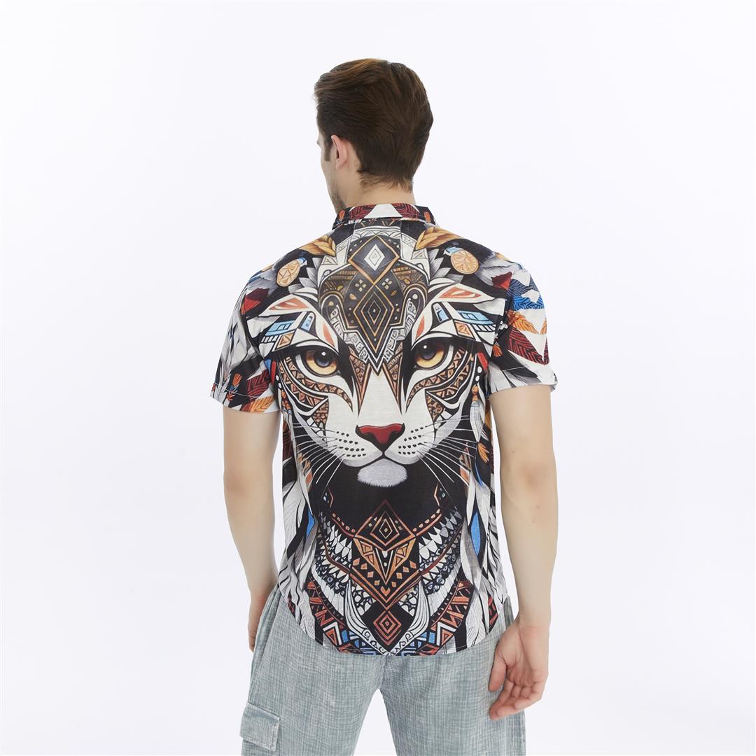 SUMMON CAT Patterned Print Men's Regular Shirt