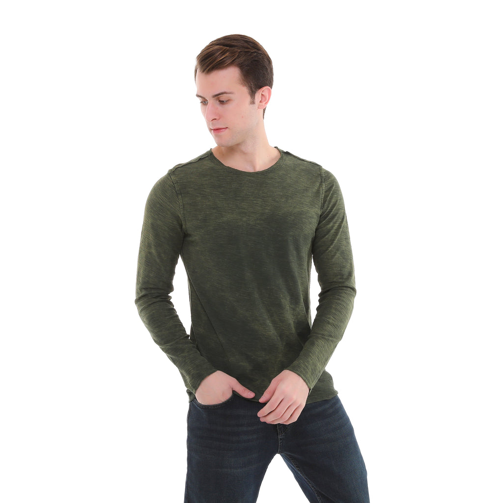 Stone Washed Cotton Men Long Sleeve Top