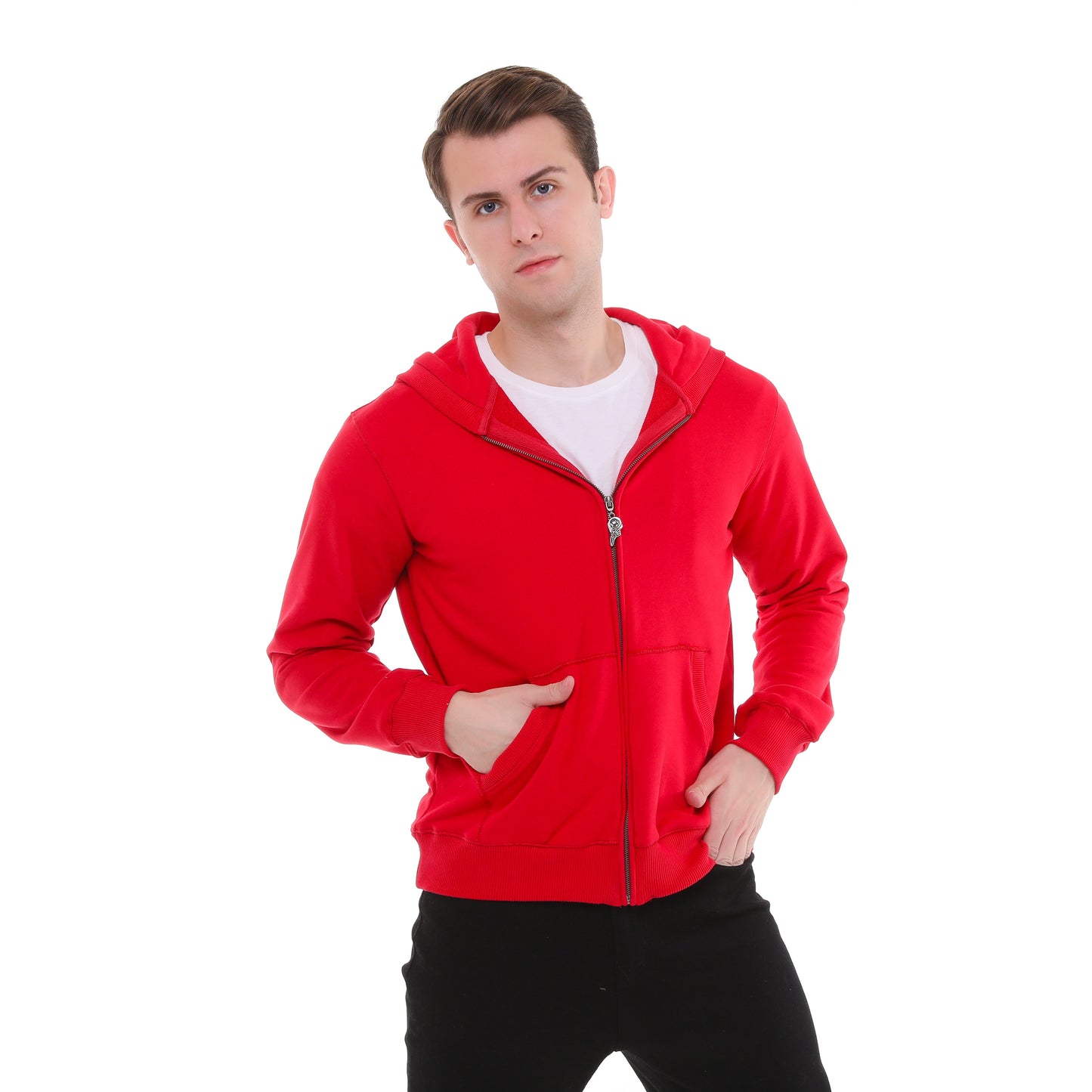 Plain  Cotton   Men's Hooded Hoodie Jacket
