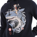 Catana Shark   Print Men's Cotton  Navy Blue  Hoodie