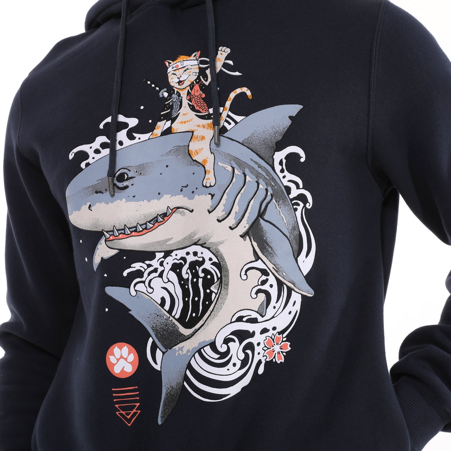 Catana Shark   Print Men's Cotton  Navy Blue  Hoodie