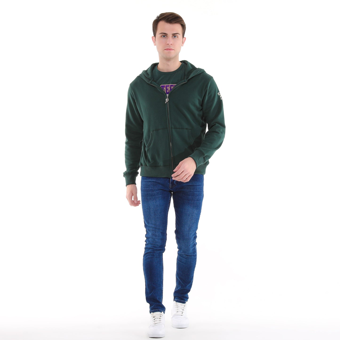 Plain  Cotton   Men's Hooded Hoodie Jacket