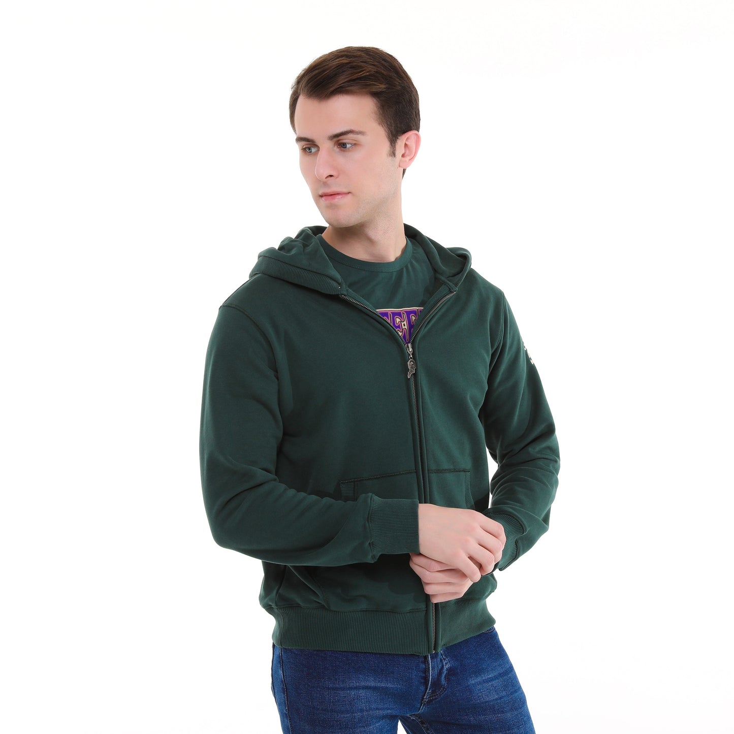 Plain  Cotton   Men's Hooded Hoodie Jacket