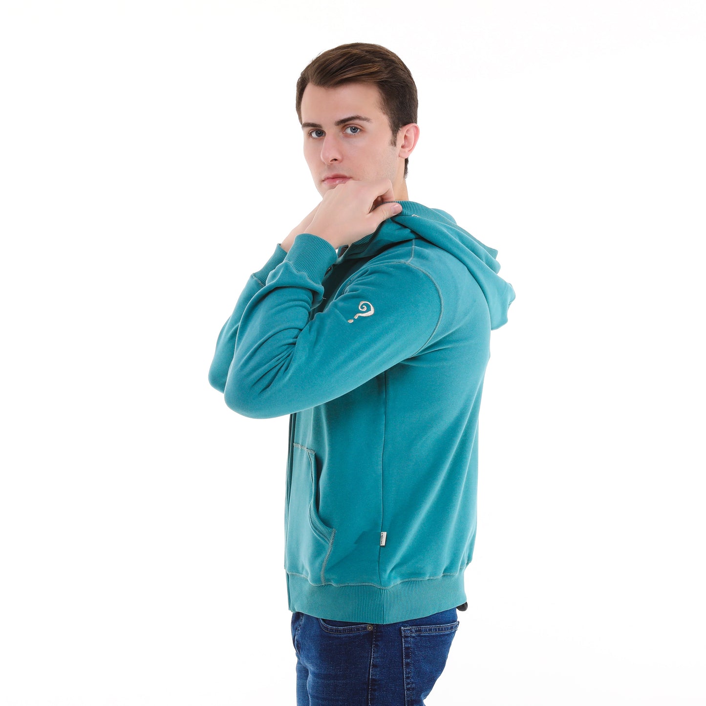 Plain  Cotton   Men's Hooded Hoodie Jacket