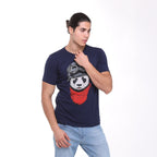 Blue Panda Pilot Animal Printed Cotton T-shirt