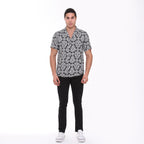 Anthracite  Full Skull Print Men's Short Sleeve Shirts