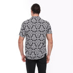 Anthracite  Full Skull Print Men's Short Sleeve Shirts