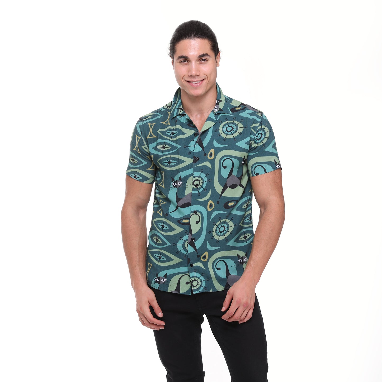 Cool Cat Printed Short Sleeve Men's Shirt
