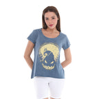 Anthracite Stone Washed Halloween Skull    Print Women's Top