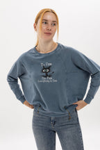 Ballon Cut Zip Front IT'S  FINE  EVEREYTHING  IS FINE Print Women Sweatshirt