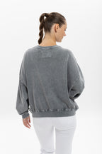 Ballon Cut Zip Front SKULL STONE  Print Women Sweatshirt