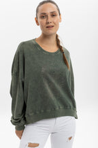 Ballon Cut Zip Front SKULL STONE  Print Women Sweatshirt