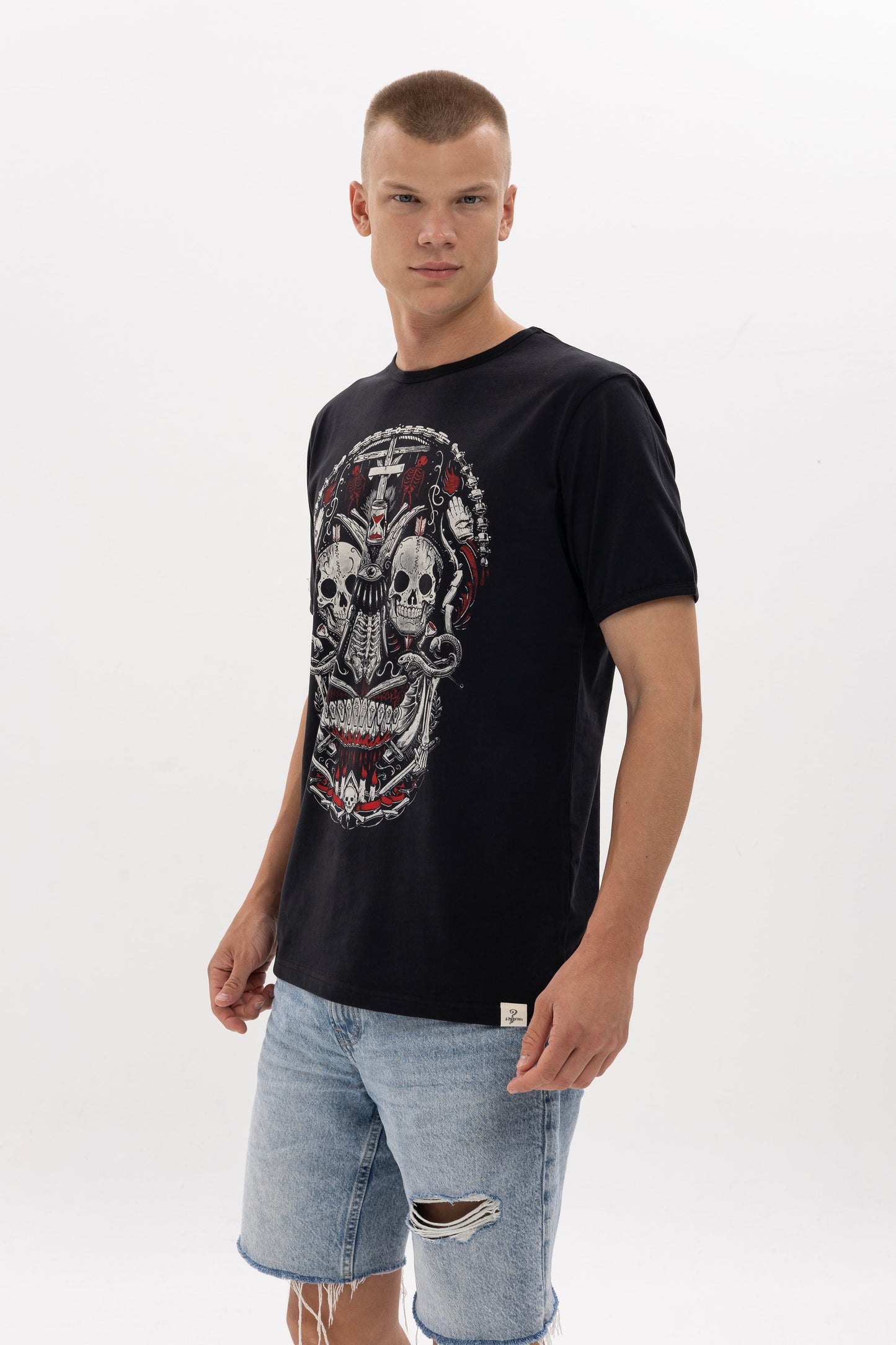 Gothic New Skulls  Printed Cotton T-shirt