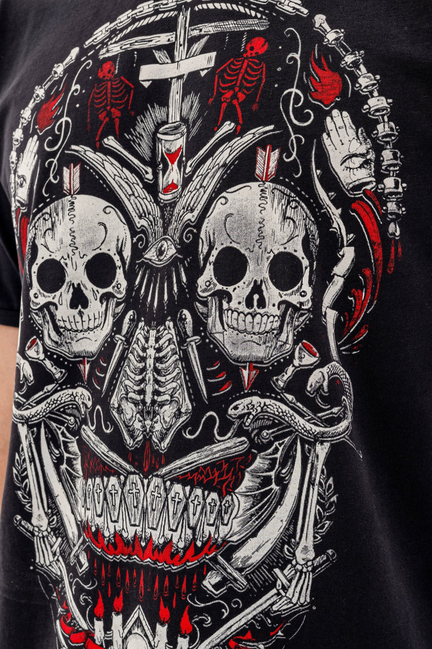 Gothic New Skulls  Printed Cotton T-shirt