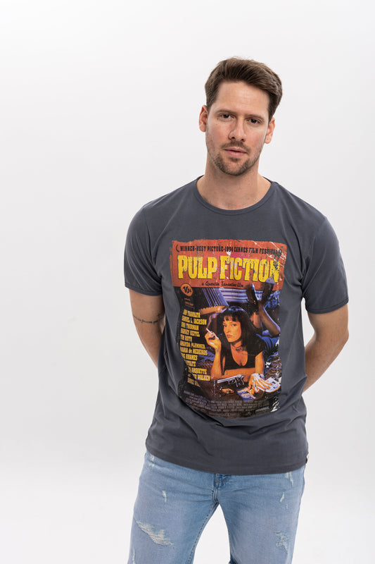 Vintage Pulfiction Movie Printed  Men's Anthracite  T-shirt