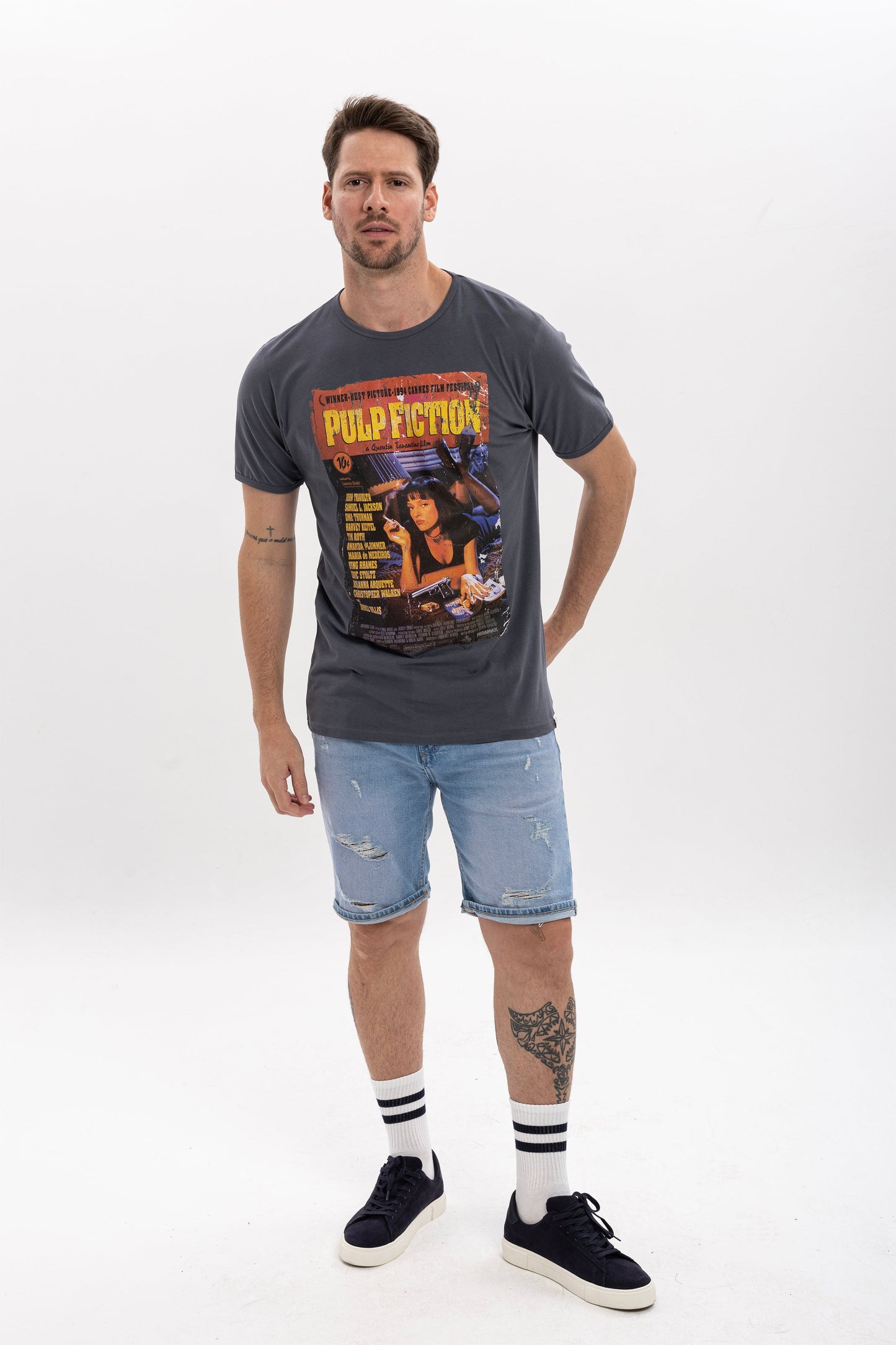 Vintage Pulfiction Movie Printed  Men's Anthracite  T-shirt