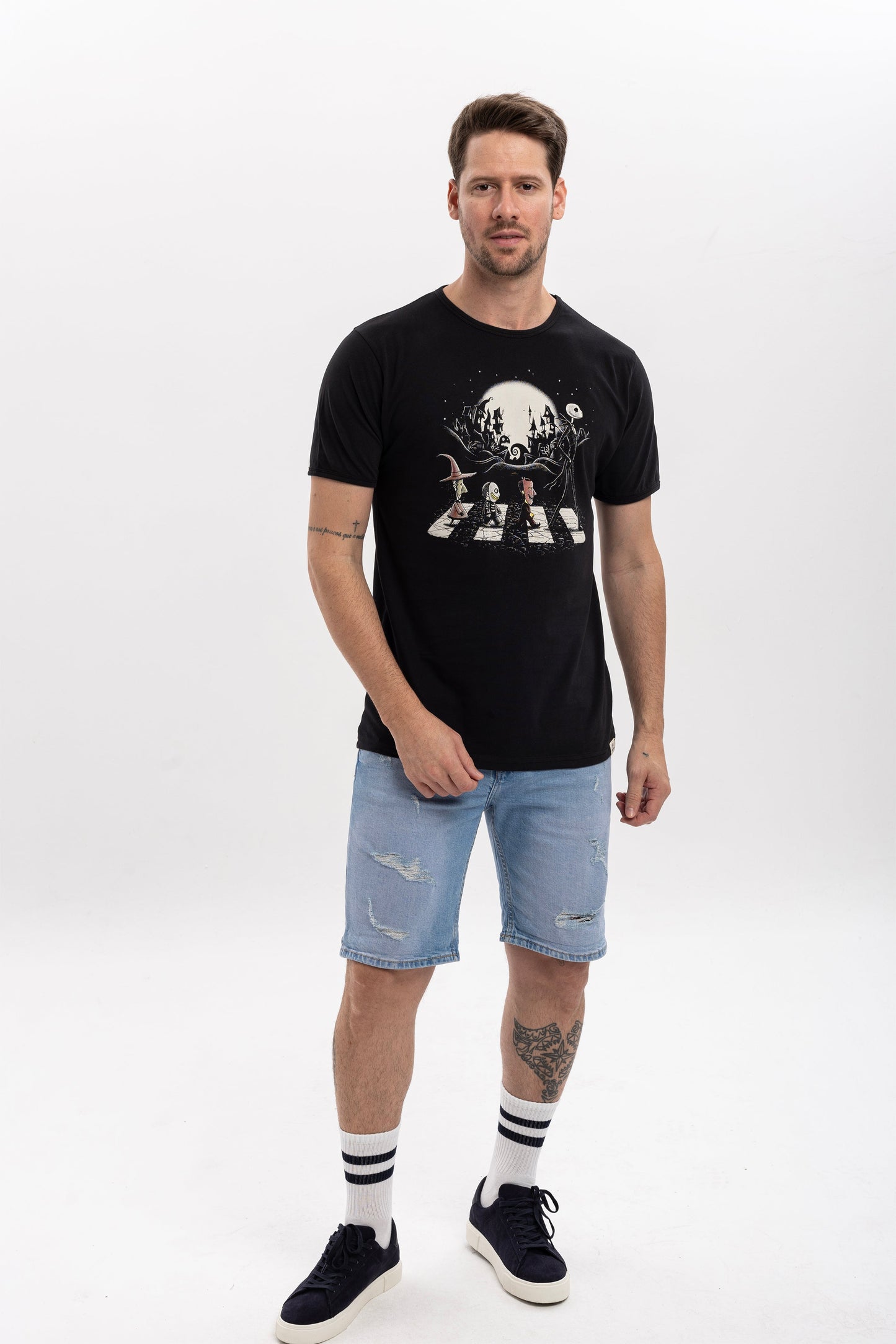 Skellington Abbey Road Night Before Christmas Art  Printed Cotton Men's T-shirt
