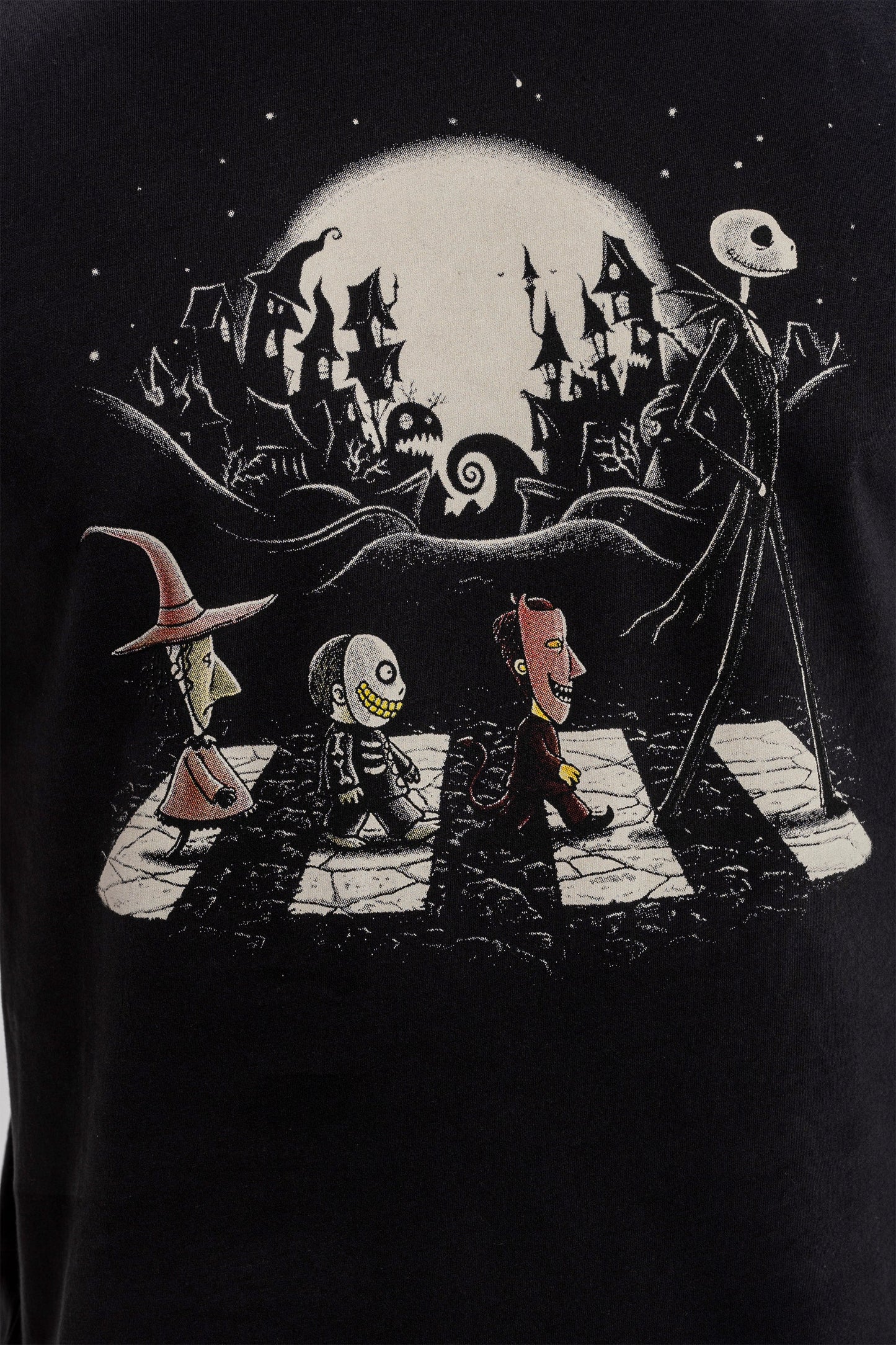 Skellington Abbey Road Night Before Christmas Art  Printed Cotton Men's T-shirt