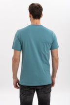 Four Masters Printed Cotton Men's  Blue T-shirt