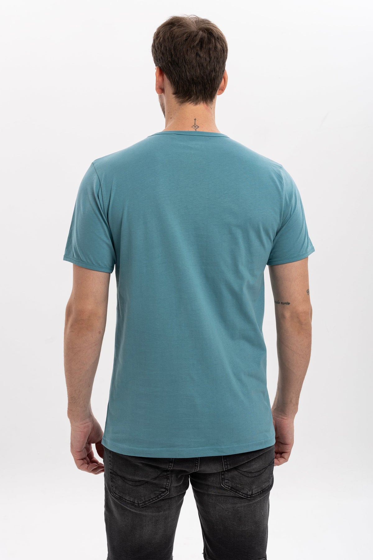 Four Masters Printed Cotton Men's  Blue T-shirt