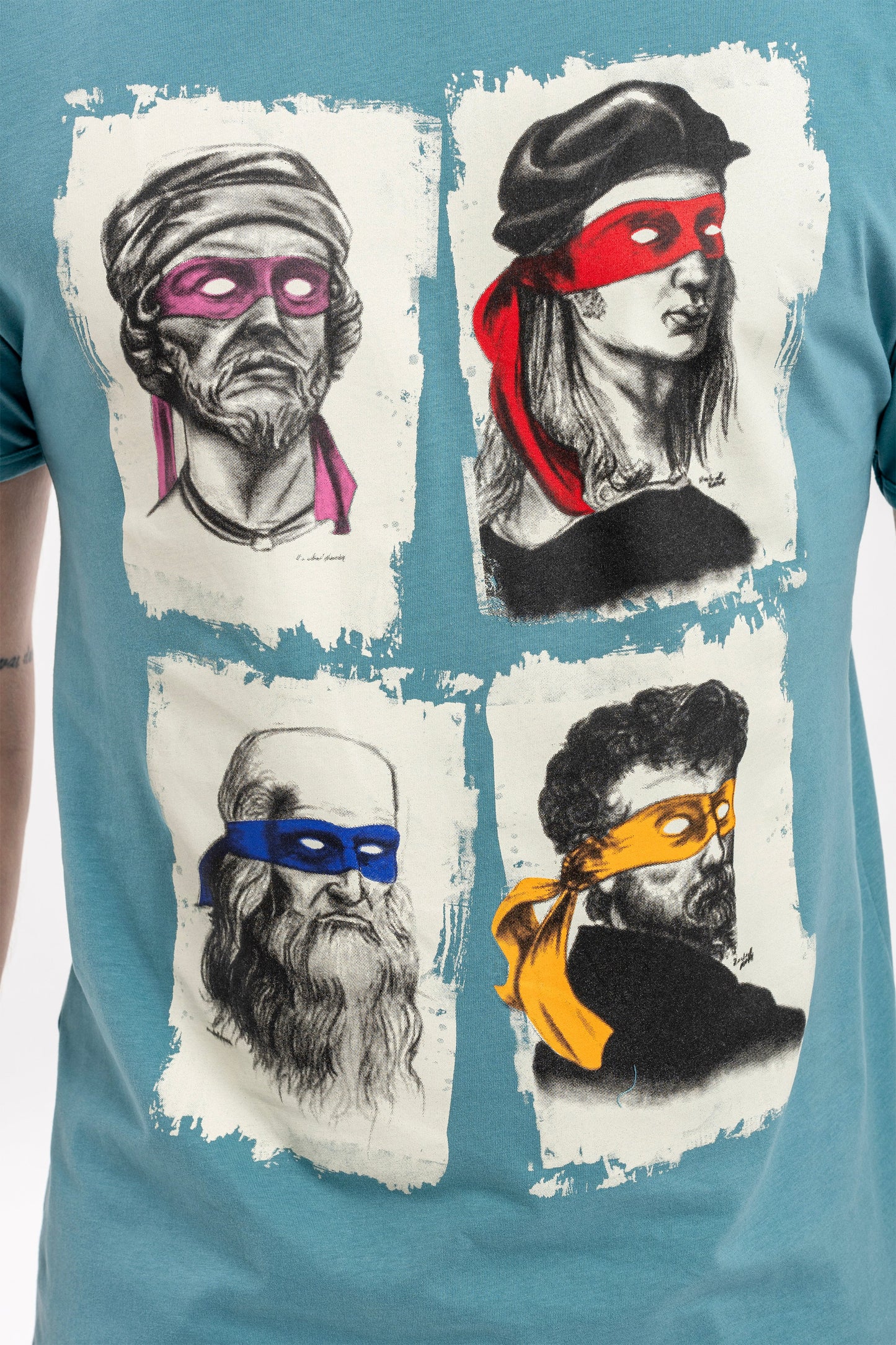 Four Masters Printed Cotton Men's  Blue T-shirt